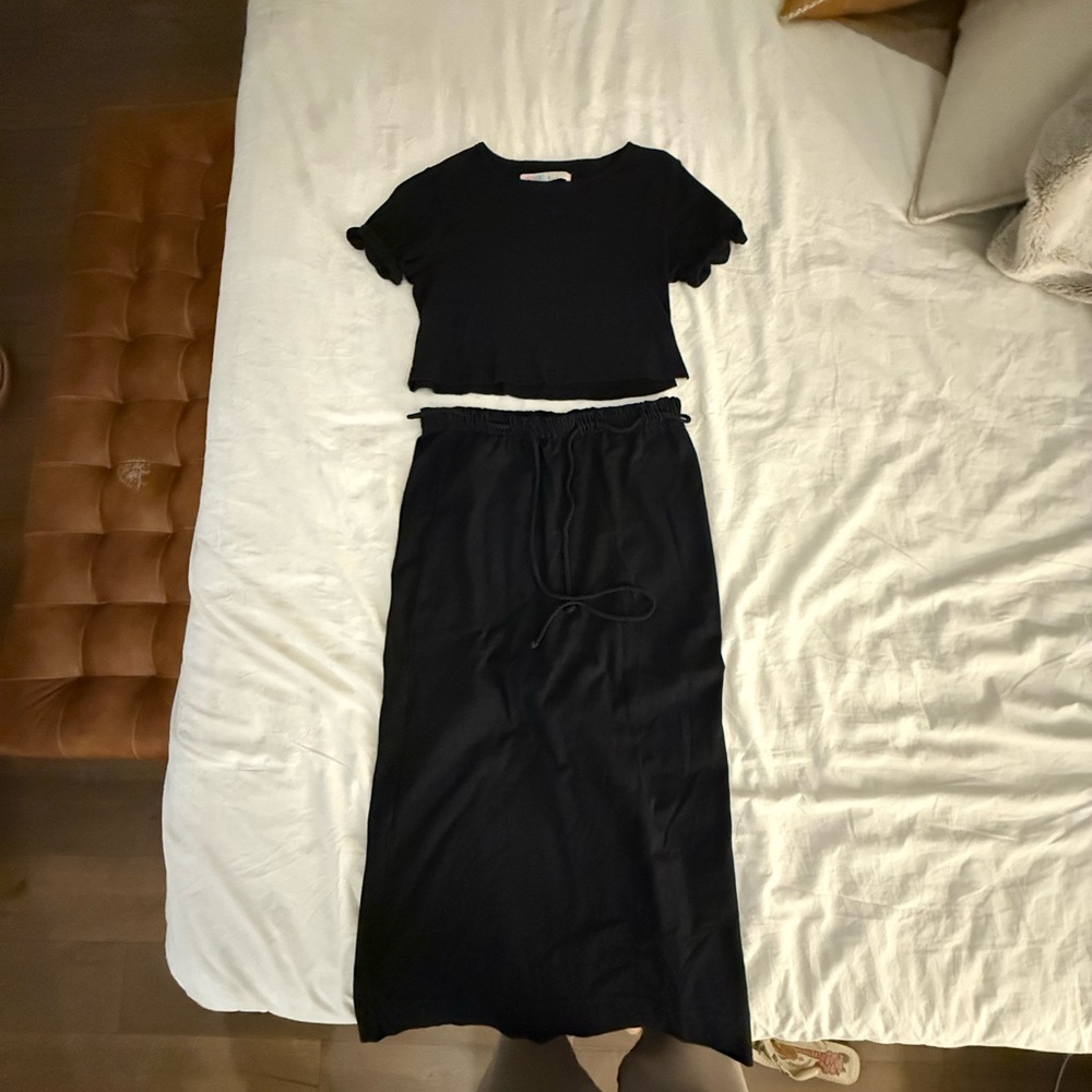 Free people light cotton summer midi skirt set